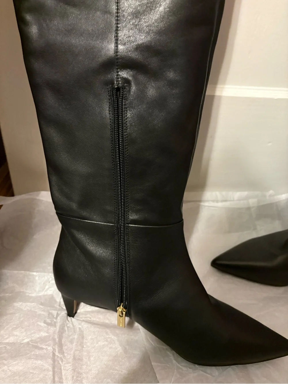 Vince Camuto wide calf, kitten heel leather boots